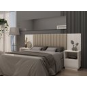Ver imagem 1 de Cabeceira Extensível (casal ou Queen) Liz com Mesa de Apoio e Capitone - Off White Robel Móveis Cabe