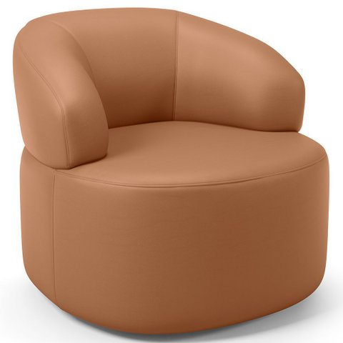 Poltrona Giratória Orgânica para Sala de Estar Living Helena L02 Couríssimo Mocca - Lyam Decor