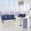 Ver imagem 2 de Cadeira Longarina 3 Lugares Aeroporto Recepção Preto Baixa Flexi P03 Vinil Azul - lyam