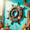 Ver imagem 3 de Timão Leme Marinheiro Decoração Náutica Casa de Praia 43cm