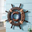 Ver imagem 1 de Timão Leme Marinheiro Decoração Náutica Casa de Praia 43cm