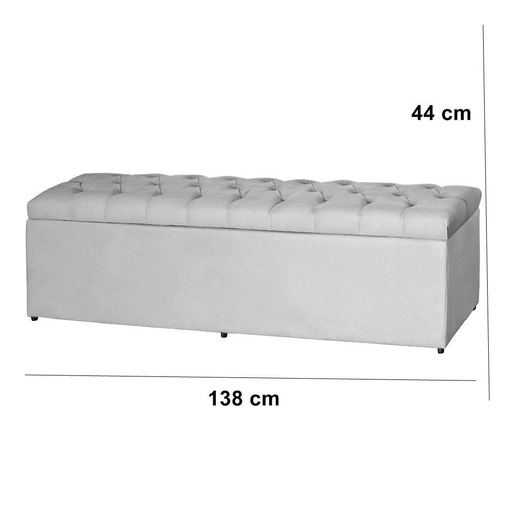 Baú Imperatriz Captone Calçadeira Estofada Para Quarto Cama 138 cm:Cinza Grafite - 3