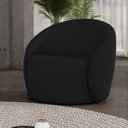 Ver imagem 2 de Poltrona Decorativa Orgânica Giratória Lua Linho Preto D03 - D’Rossi