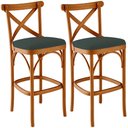 Ver imagem 1 de Kit 02 Banquetas Altas Cozinha Bancada Bar Sala Jantar Estofada Ávila L02 Suede Verde Musgo - Lyam L