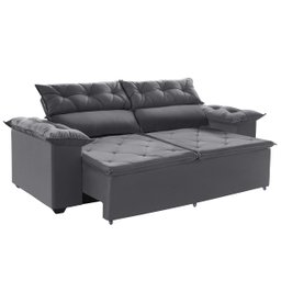 Sofá Compact 150Cm Retrátil, Reclinável com molas Espirais 5 Posições Cinza - 1