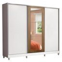 Ver imagem 2 de Guarda-Roupa Casal 100% MDF Madesa Eros 3 Portas de Correr com Espelho com Pés Branco/Branco/Rustic