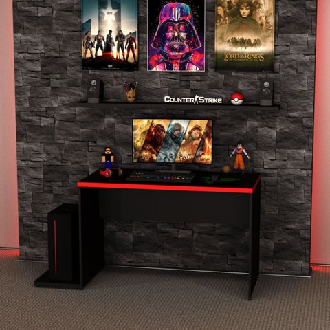Mesa Gamer Escrivaninha 1200x600 Netmobil - Vermelho