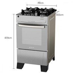 Fogão 4 Bocas A Gás Atlas Mônaco Top Glass Inox Bivolt - 6