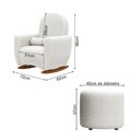 Ver imagem 5 de Poltrona de Balanço Lara com Puff Amamentação Chenille Off White Conforto Lara Decorações
