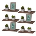 Ver imagem 1 de Kit 6 Prateleiras 30 X 15cm Nogal Suporte Invisível