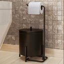 Ver imagem 2 de Lixeira e Porta Papel Higiênico de Chão Luxe em Aço D09 Preto - Mpozenato