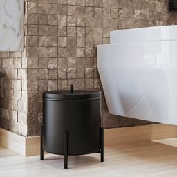 Lixeira e Porta Papel Higiênico de Chão Luxe em Aço D09 Preto - Mpozenato - 8