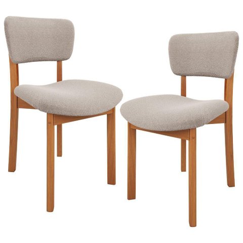 Kit 02 Cadeiras para Sala de Jantar Cozinha Living Estofada Dara L02 Bouclê Creme - Lyam Decor