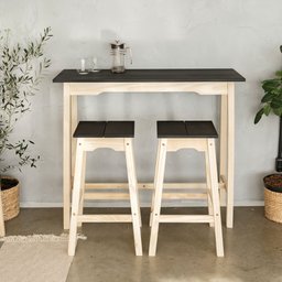 Mesa Bancada Moema 102Ax120Lx46P Cubomob NATURAL E PRETO - 2