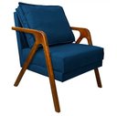 Ver imagem 1 de Poltrona Marília Madeira Maciça - Suede Azul Marinho