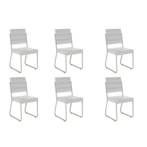 Cadeira de Cozinha 1736 Kit 6 Uni Prata/courino Branco - Carraro