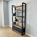 Ver imagem 5 de Estante Linea Ample 6 Prateleiras Madeira Pinus 101cm Nozes e Preto Artfactory Design