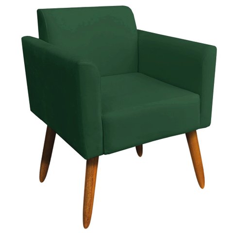Poltrona Decorativa Isabella Pés Palito Madeira Suede Verde - Gran Belo