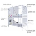 Ver imagem 3 de Beliche Casinha Reta com 02 Janelas e Cortina Madeira Maciça Branco Housin