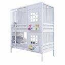 Ver imagem 2 de Beliche Casinha Reta com 02 Janelas e Cortina Madeira Maciça Branco Housin