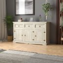 Ver imagem 1 de Aparador Buffet em Madeira 3 Portas 3 Gavetas 150 Cm Patina Branca Elliottiis