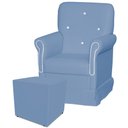 Ver imagem 1 de Poltrona de Amamentação com Balanço e Puff Suzí Azul Bebê/Branco - Phoenix Baby