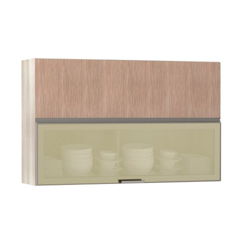 Armário Basculante Misto Luciane 120cm 1 Porta Fechada 1 Porta com Vidro Reflecta Bronze Luci