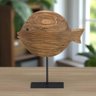 Escultura Decorativa Peixe Madeira e Metal 36cm Espressione - 2