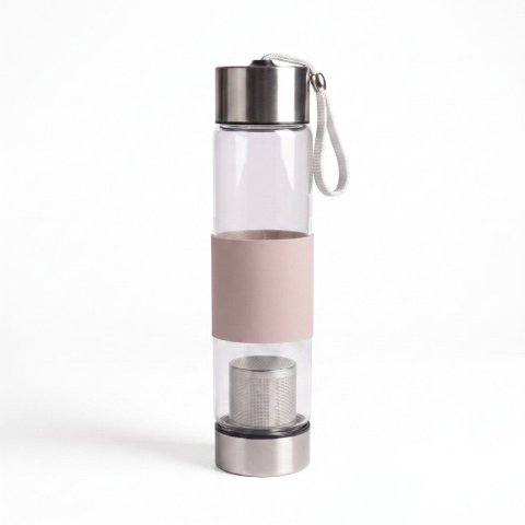 Garrafa de Vidro com Infusor de Chá 450ml Bege
