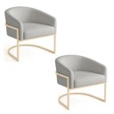 Ver imagem 2 de Poltrona Sala Decorativa Kit 2 Arielle Industrial Champanhe Sintético D03 - D’Rossi