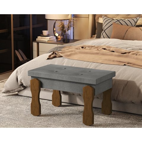 Puff, Banqueta, Recamier Captone Madri Pés de Madeira 0,70 Cor Cinza - Comprar Moveis em Casa