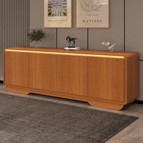 Aparador Buffet 4 Portas com LED Arcus 218 cm Orgânico - Cedro