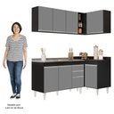 Ver imagem 5 de Armário de Cozinha Modulado de Canto Esquerdo 4 Peças Cp48 com Pia Inox Preto/cinza - Lumil Lumil Mó