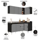 Ver imagem 3 de Armário de Cozinha Modulado de Canto Esquerdo 4 Peças Cp48 com Pia Inox Preto/cinza - Lumil Lumil Mó