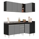 Ver imagem 1 de Armário de Cozinha Modulado de Canto Esquerdo 4 Peças Cp48 com Pia Inox Preto/cinza - Lumil Lumil Mó
