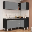 Ver imagem 2 de Armário de Cozinha Modulado de Canto Esquerdo 4 Peças Cp48 com Pia Inox Preto/cinza - Lumil Lumil Mó