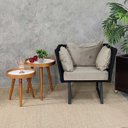 Ver imagem 3 de Jogo Mesa Apoio Lateral Canto Sofá Sala Estar Casa Redonda Ambiente Pequena:Tampos Brancos Pés Madei