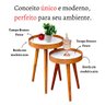 Jogo Mesa Apoio Lateral Canto Sofá Sala Estar Casa Redonda Ambiente Pequena:Tampos Brancos Pés Madei - 5
