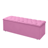 Baú Calçadeira Guarda Volumes Recamier Quarto Estofado 140cm:suede Rosa - 1