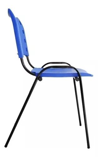 Kit Com 6 Cadeiras Iso Para Escola Escritório Comércio Azul Base Preta - 3