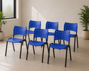 Ver imagem 2 de Cadeiras ISO para Escolas Escritório e Comércio Azul Base Preta Kit com 6