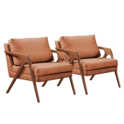 Poltrona Decorativa Mona Linho Sofisticado Pé Madeira Maciça - 2