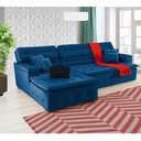 Ver imagem 4 de Sofá Orlando 2.40x1.70m com Chaise, Retrátil e Reclinável - Azul
