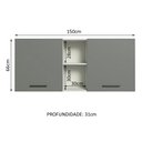 Ver imagem 2 de Armário Aéreo Madesa Agata 150 cm 2 Portas e 2 Nichos Branco/Cinza Cor:Branco Cinza