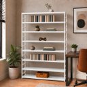 Ver imagem 2 de Estante Multiuso Organizador Livreiro Estilo Industrial 180x120 Branco Total