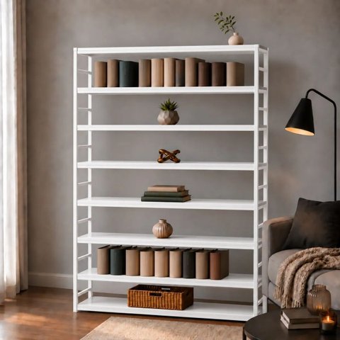 Estante Multiuso Organizador Livreiro Estilo Industrial 180x120 Branco Total