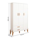 Ver imagem 4 de Guarda Roupa Quarto Infantil Iris com 3 Portas e 1 Gaveta Branco Acetinado