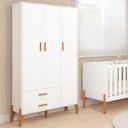 Ver imagem 2 de Guarda Roupa Quarto Infantil Iris com 3 Portas e 1 Gaveta Branco Acetinado