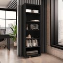 Ver imagem 3 de Estante Livreiro Samara Preto Trama 188cm com 5 Prateleiras Multiuso Aberto