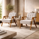 Ver imagem 1 de Kit 2 Poltrona Verona Bella Design Linho Premium Pés Madeira:Linho Bege